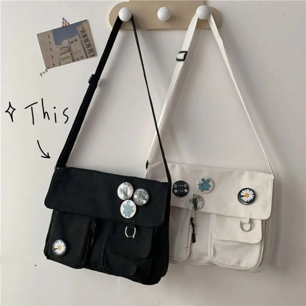 

All-match Korean Style Square Message Bag Causal Large Capacity Nylon Crossbody Bag Solid Color Sports Shoulder Bag Unisex