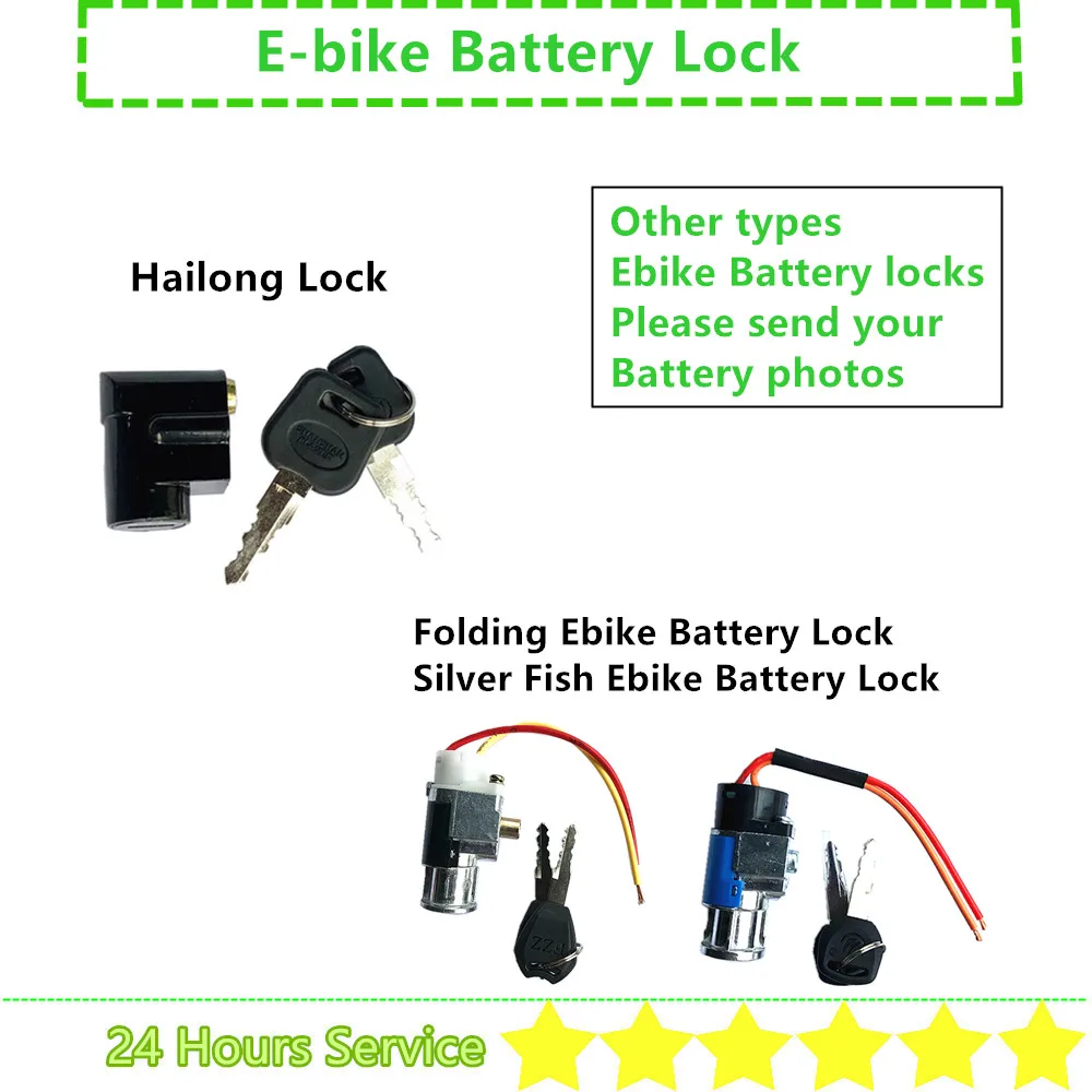 Ebike Battery Lock with Keys for Hailong 1 Hailong 1-2 Max G80 Battery Silver Fish Battery Folding Ebike Battery Lock with Keys