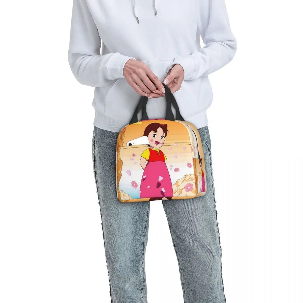 Anime Heidi Girl Of The Alps Lunch Box Dispositivo di raffreddamento a tenuta stagna per alimenti termici Borsa per il pranzo Heidi Peter e nonno