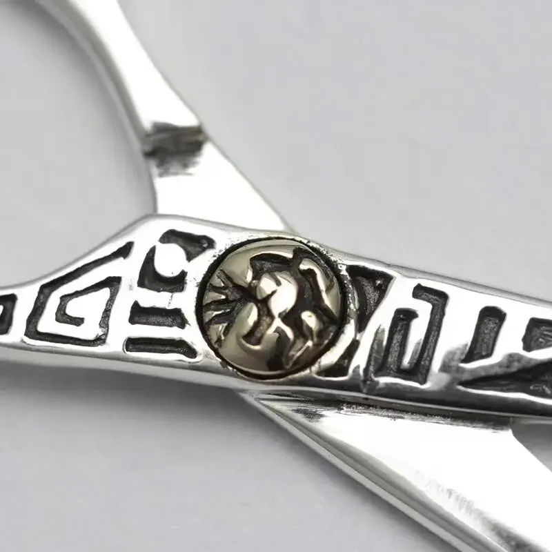 Creative Design Hair Stylist Scissors Pendant Retro Trend Totem Necklace Men and Women Cool Personality Trend Jewelry