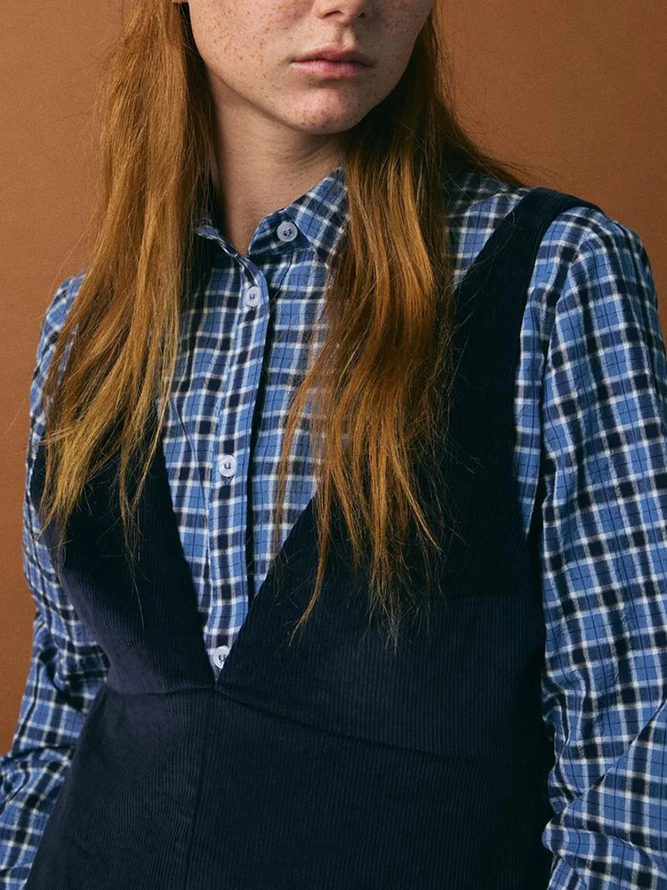 Fall New Arrival Women's Slimming Corduroy  Dr V-Ne Svel oulder Strap Gown Ele Faion Ladies' Skirt