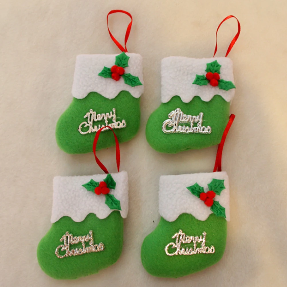 

6Pcs Elegant Mini Socks Christmas Ornaments Wear Resistant Fabric Decor for Tree Home Cafe Shop Festive Atmosphere Lighting