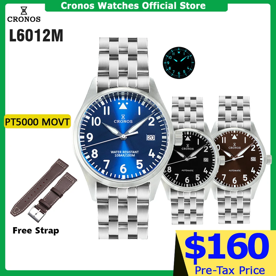 Cronos Pilot Mechanical Watch 39mm Stainless Steel