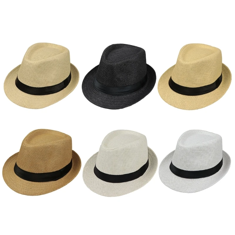 

British Hat Straw Weaving Fedoras Hat for Gentlemen Camping Travel