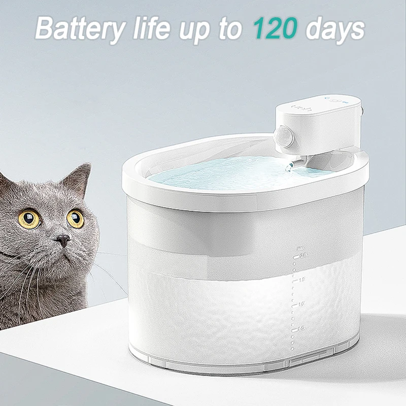 Transparent Pet Water Fountain Filter Wireless Automatic Sensor Drinker 2L Pet Water Dispenser Auto Cat Dog Feeder Drinking