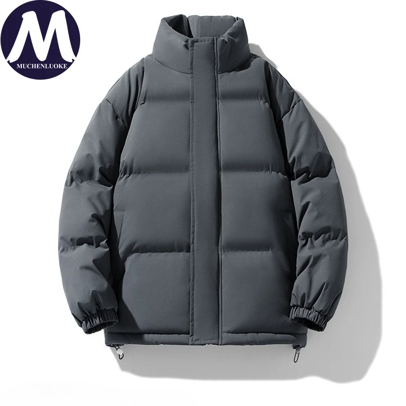 レディースウィンタージャケット2025 エレガントな長袖スタンドカラー暖かい韓国ファッションカジュアルルーズ厚手パーカーコート