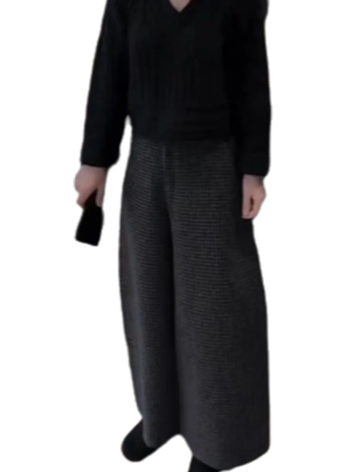 Hohe Taille, FCE-gefüttert, karierte Hose, Damen-Winterhose, warm, lässig, locker, gerades Bein, weites Bein