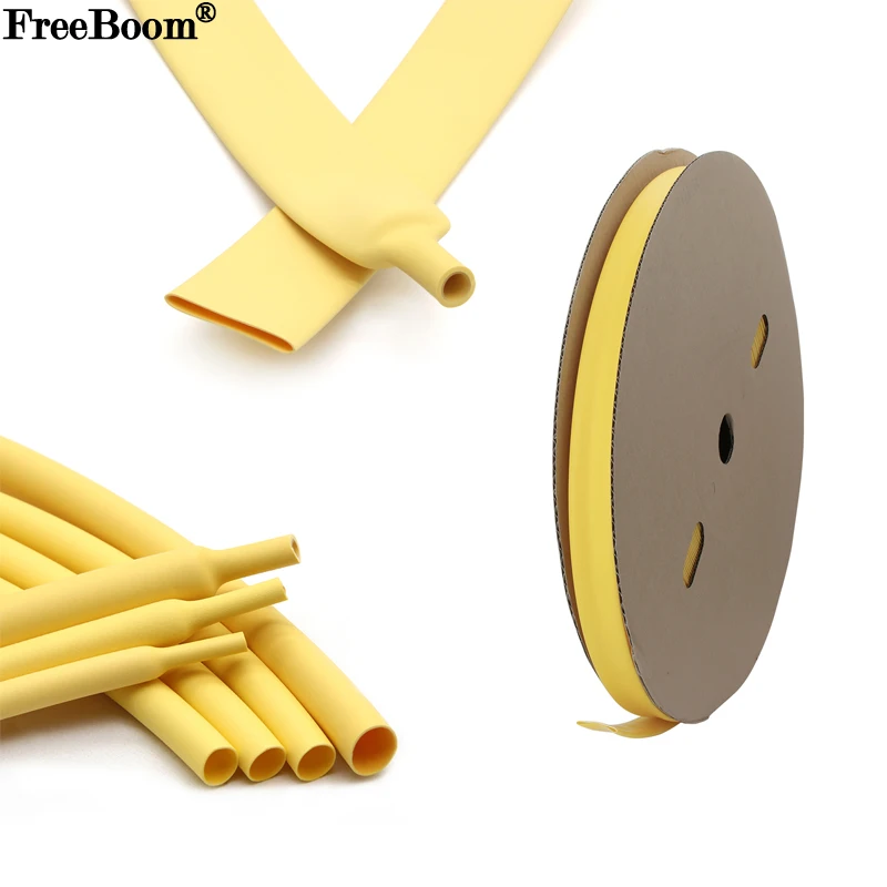

1~20m 3:1 Heat Shrink Tubing With Glue Yellow 1.6 ~ 39mm Double Wall Adhensive Lined Wire Polyolefin Cable Sleeve Waterproof