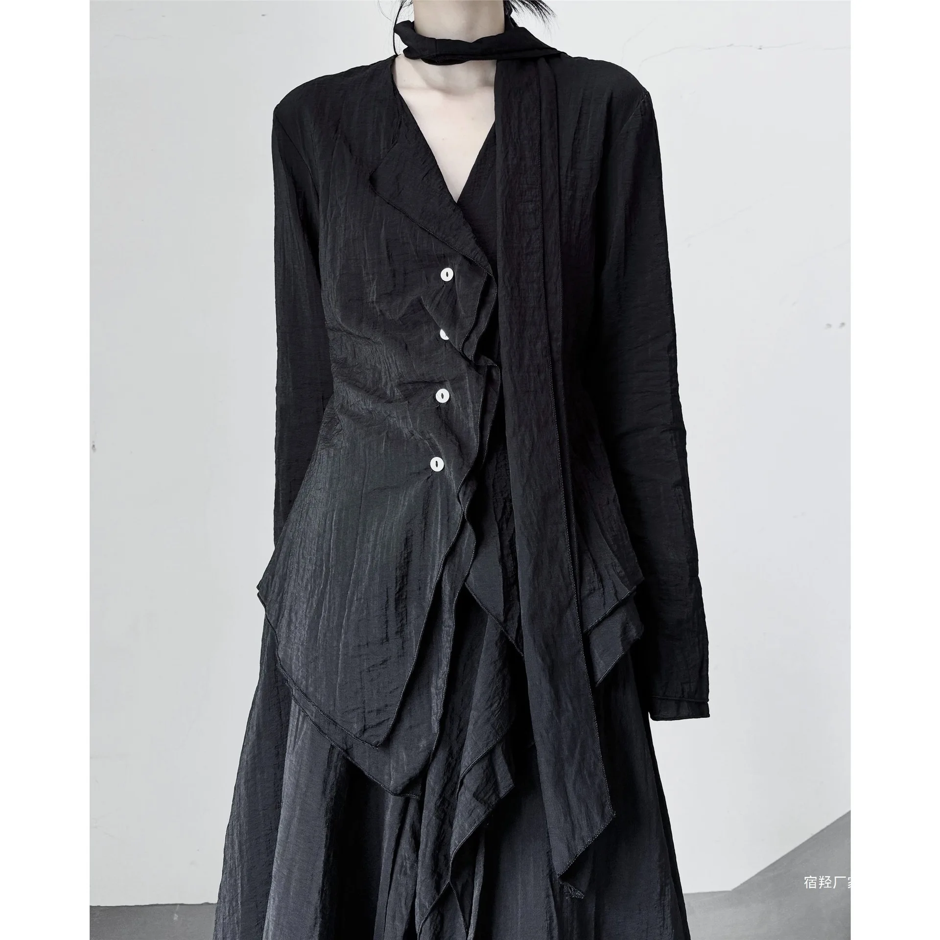 

2026 New Spring Autumn Women's Shirt Set Lapel Top Unique Irregular Design Single Breasted Fashion Casual Versatile Blouse