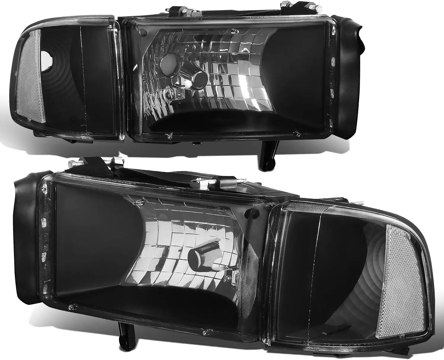 

Headlights Assembly Compatible with 1994-2002 Dodge Ram 1500 2500 3500 Non-Sport, 4Pcs Driver and Passenger Side Halogen Headlam