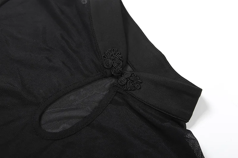 Frauen Elegante Sexy 2-teiliges Set Cheongsam Taste Langarm Shirt Tops + Hohe Taille Enge Knielangen Hosen Anzüge Streetwear