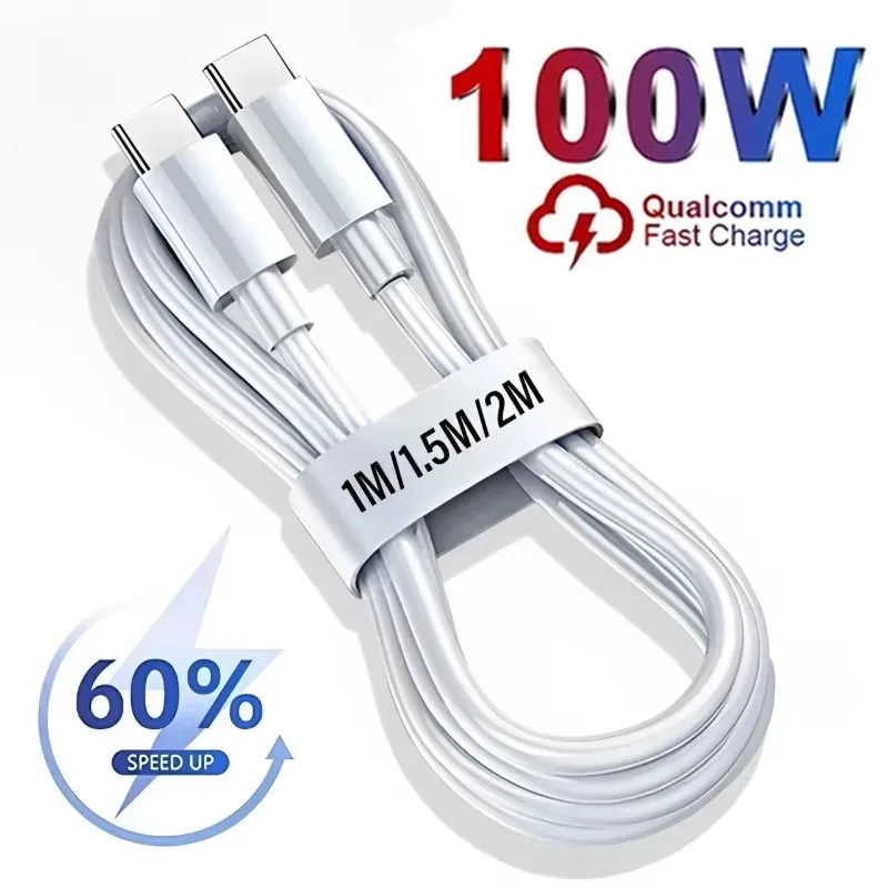

100W Dual Type C Fast Charging Cable 1M/1.5M/2M Quick Charging Data Line for Samsung Xiaomi Huawei IPad Tablet