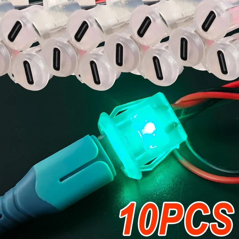 1/2/6/10PCS Type-C Female Socket Connector with LED Light USB Port Charger Plug Socket 3A Waterproof Jack Female Charging Port