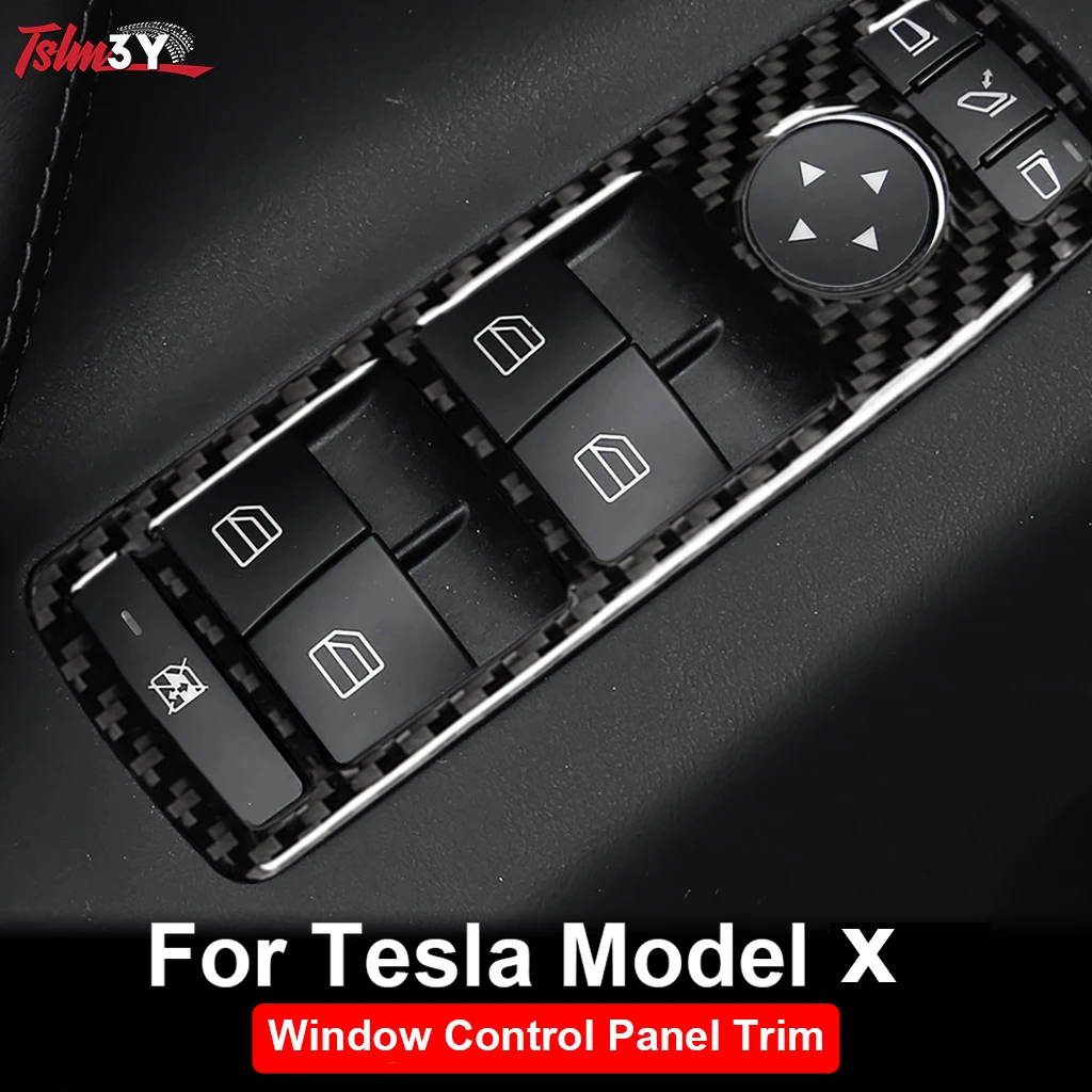 4 pezzi per Tesla Model X 2016-2020 pannello di controllo del finestrino dell\'auto adesivi decorativi pulsante della porta interruttore Trim Frame