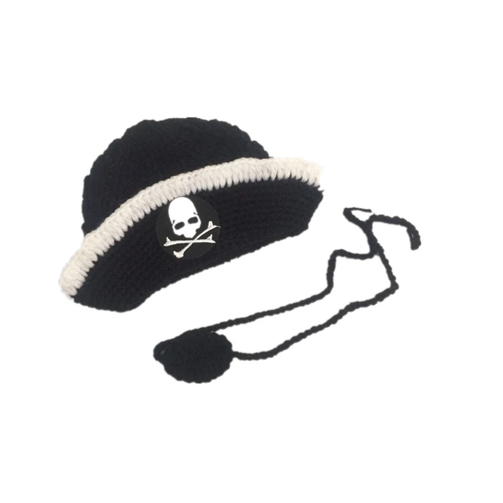 

Newborn Baby Pirate Hat Handmade Crochet Knit Black Costume Photography Prop Soft Comfortable Knit Photography Hat