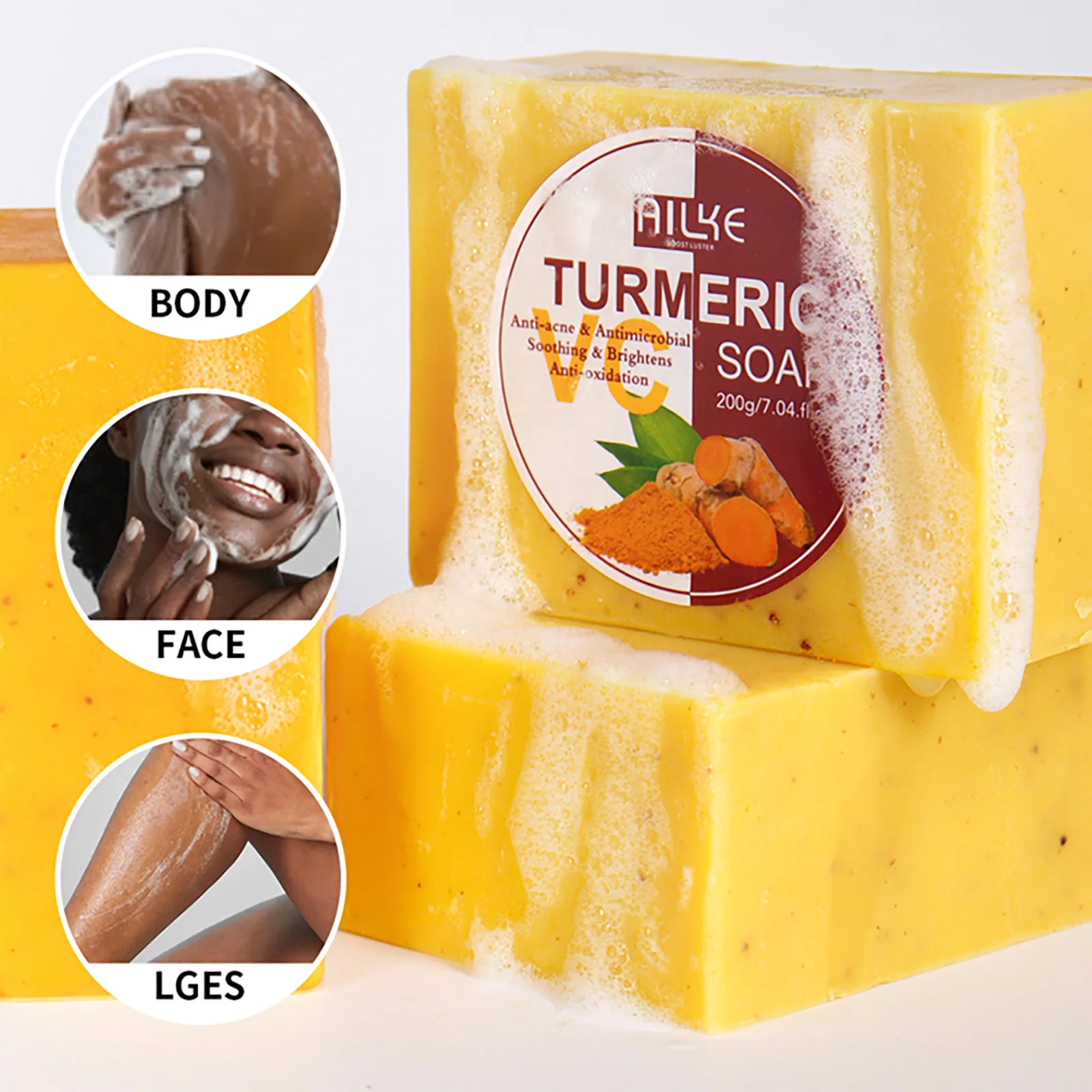 Alike Anti Mite 0Il Control Flawless Skin Lightening Naturel Curcuma Savon Whitening Turmeric Soap For Acne On The Face 200g