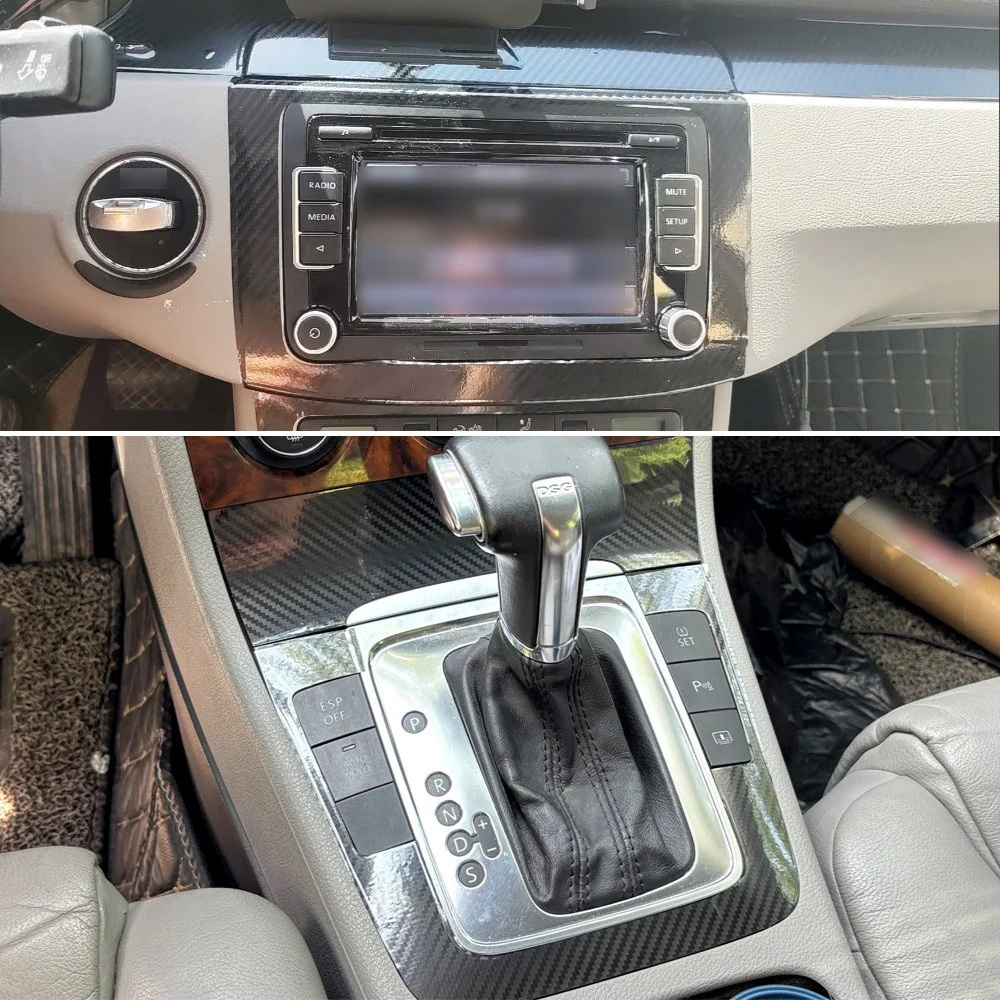 Carbon Fiber Interior car Sticker For Volkswagen Passat B6 2006-2011 Central Console Gear Shift Panel Door Handle Cover Trim