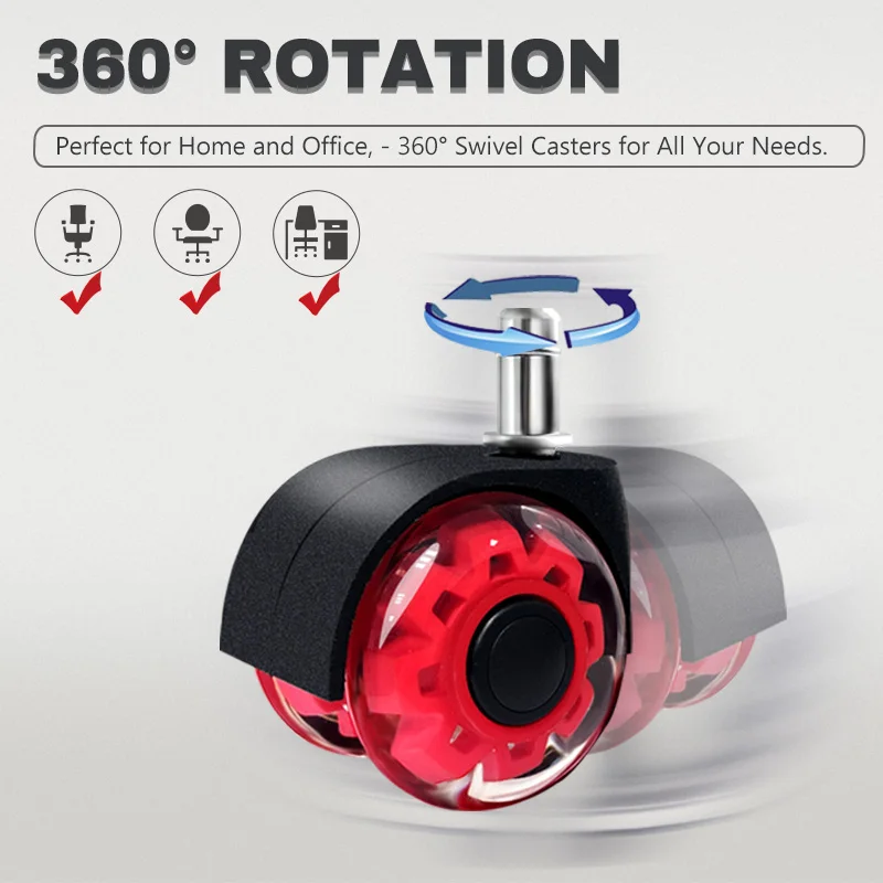 

5 Pcs 2-inch PU Transparent Double Wheel Furniture Casters With Snap Ring For Office Chairs, Gaming Chairs, And Silent Rollers