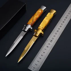 Tactical Godfather Survival Pocket Knife Folding Blade Stainless Steel Metal Handle with Acrylic Party Gift for Man EDC Tools