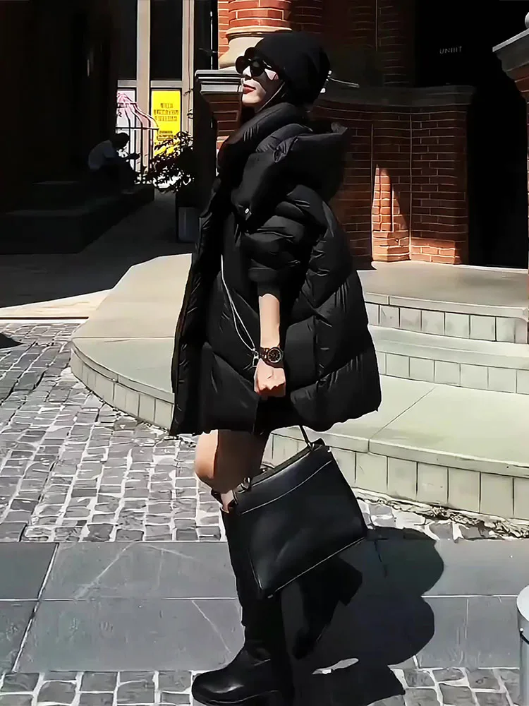 

Новая зимняя женская удлиненная куртка Bla Long с наполнителем из пуха, повседневная, свободного кроя, с капюшоном, на молнии, модная