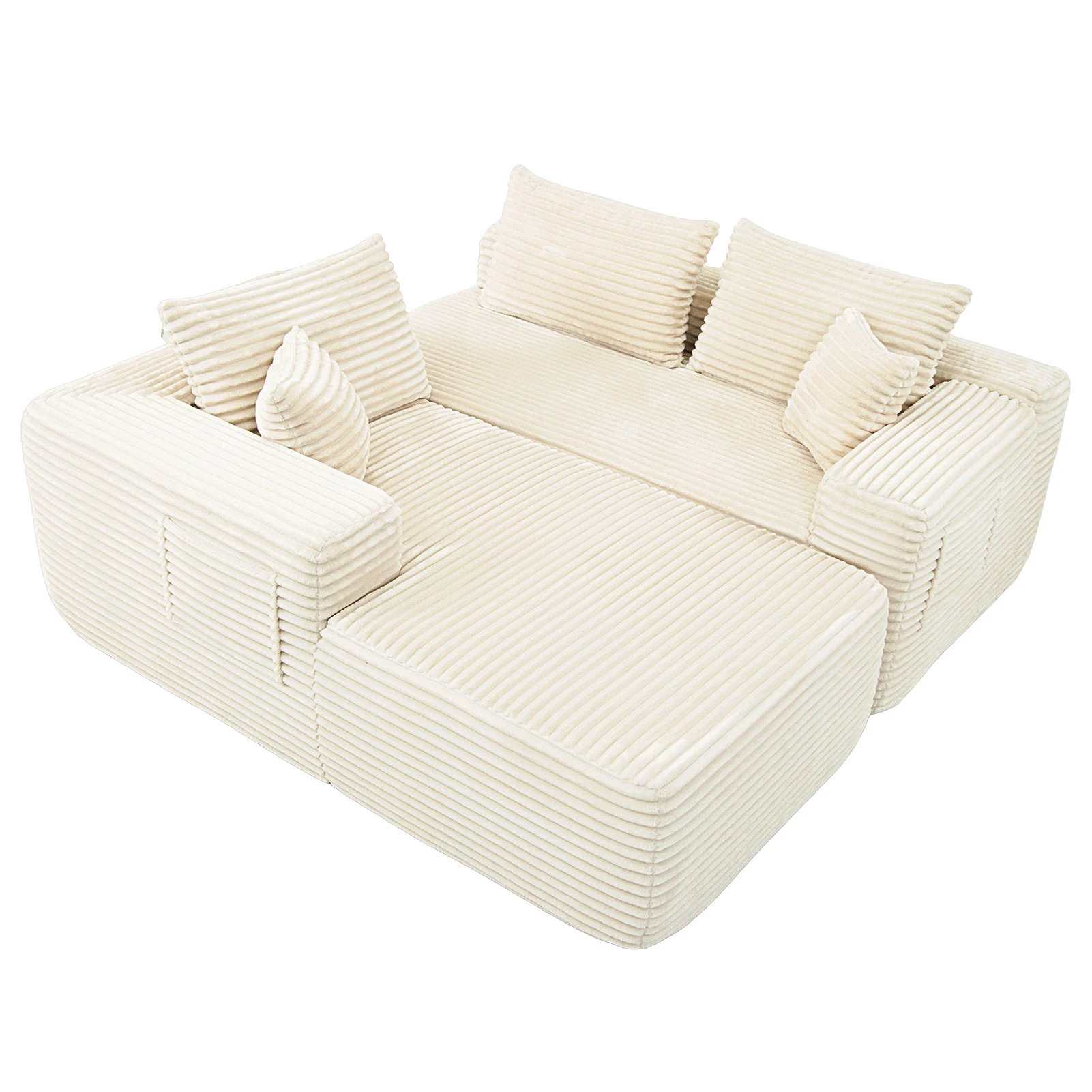 

L Shaped Modular Sectional Sofa Modern Compressed Cloud Couch for Home Apartment Living Room No Assembly Required Beige