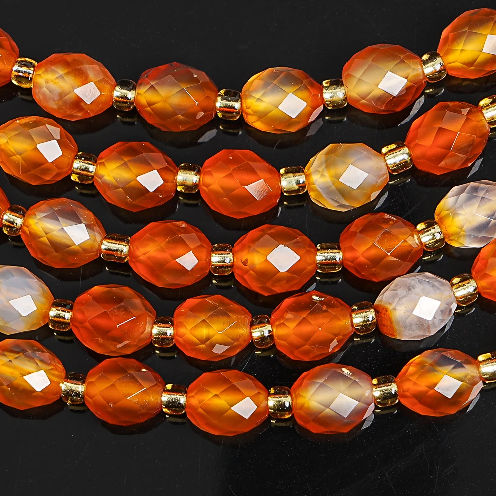 

Натуральные граненые бусины из красного агата 8 мм, оранжево-красные, в форме барабана, рассыпные бусины для изготовления ювелирных изделий, браслетов и ожерелий своими руками