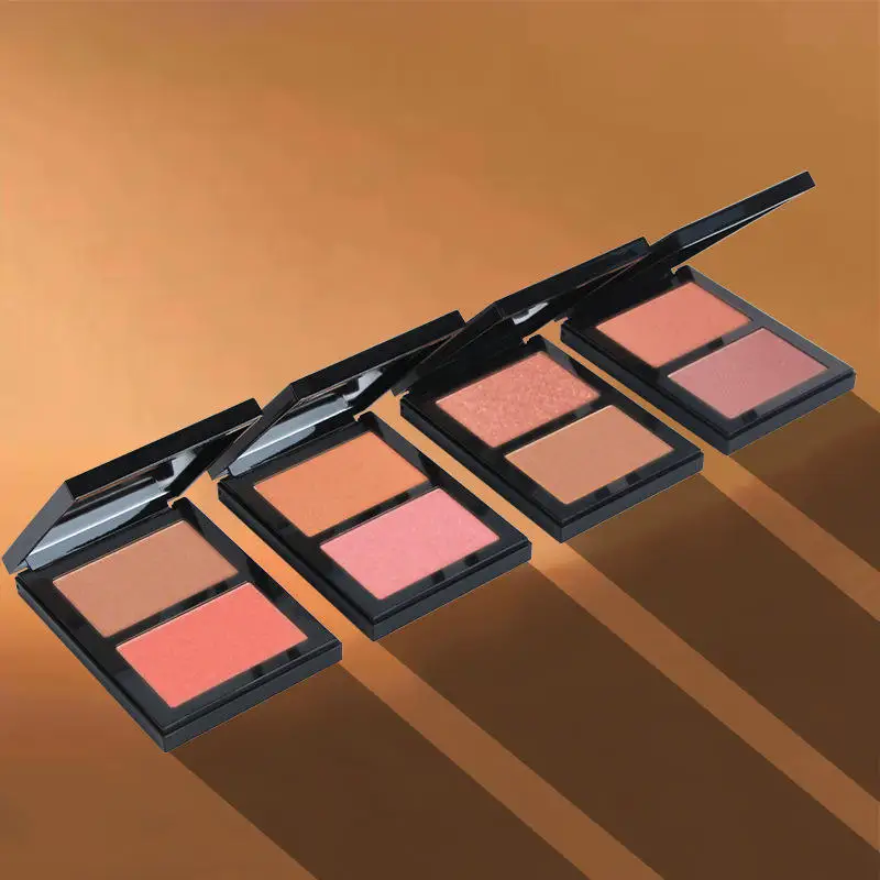 メイクアップブラッシャーパレット チーク フェイス 高発色 防水 長持ち デュアルカラー マット シマー パウダーブラッシュパレット カスタムロゴ