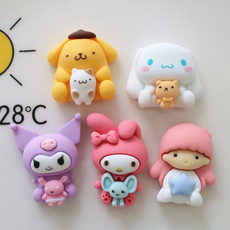 5pcs cute miniso series sanrio cartoon resin flatback cabochons diy crafts materials jewelry making charms