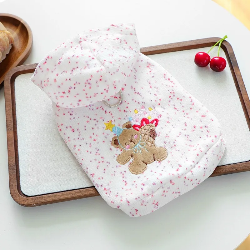 

Pink Dot Pet Dog Clothes Sweater with Leash, Cute Bear Going Out Clothing Comfortable and Warm, Cat Coat