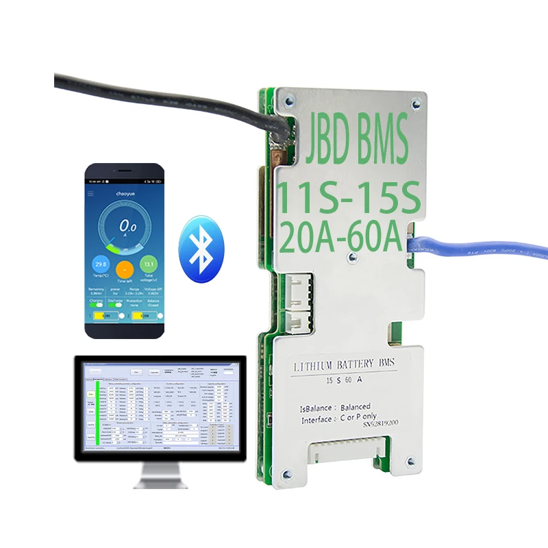 

11S/12S/13S/14S/15S BMS Smart System Board 36V 48V 20A/30A/50A/60A Lithium Li Ion/lifepo4 Battery BMS With RS485/UART