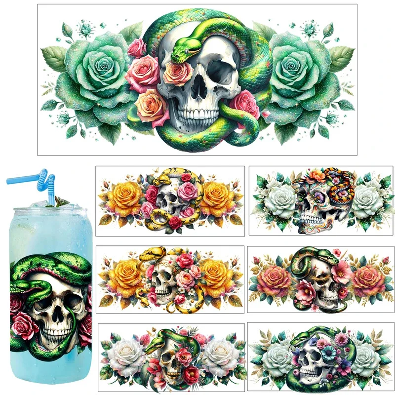 

Mysterious Skeleton Snake Artwork UV Sticker Party DIY Decals 3D transfers uvdtf tumbler seal stickers 16oz uv dtf cup wraps