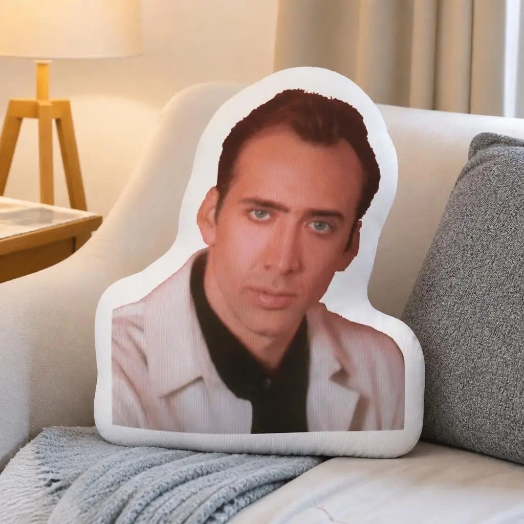 Nicolas Cage Shaped Pillow Celebrity Face Cushion Stuffed Throw Pillow Movie Star Fan Gift Sofa Living Room Home Decor Accent