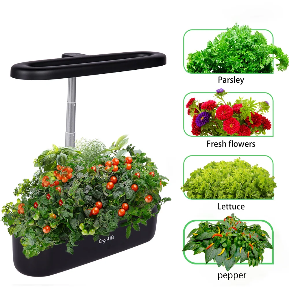 Hydroponics Growing System Kit 8 Pods Indoor herb Garden with 12W LED Grow Light Visible Water Tank Indoor Gardening System