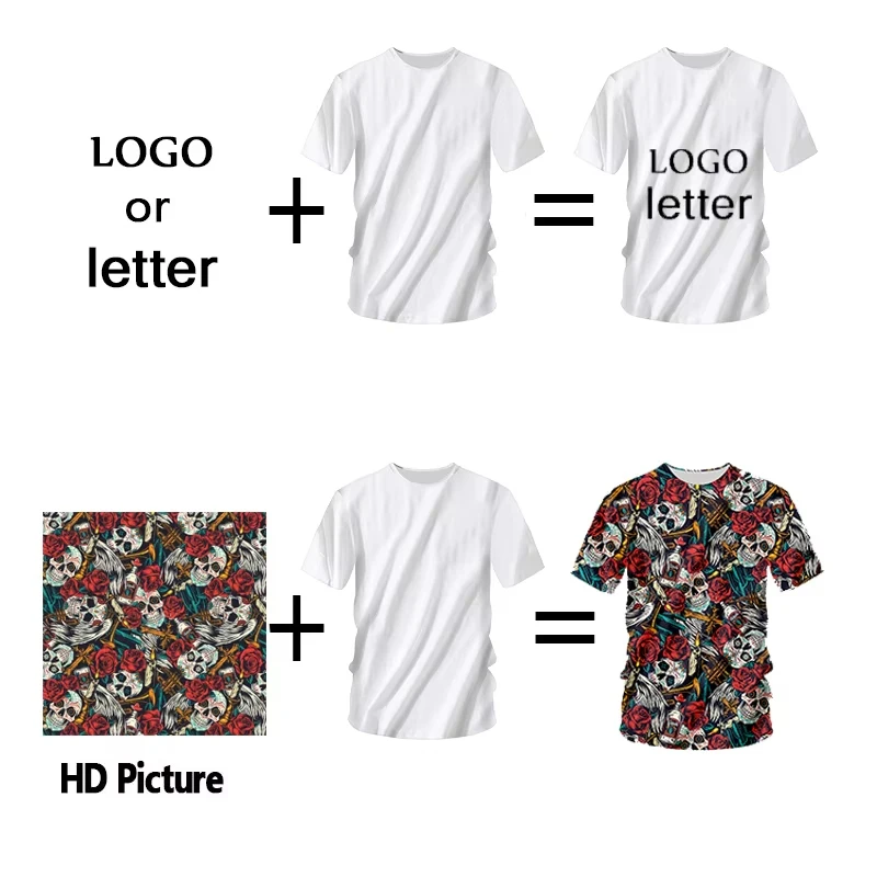 DIY Design 3D Printing Picture Custom T-shirt Men Women Short Sleeve Crew Neck Customize T Shirts Harajuku Fashion Tee Top