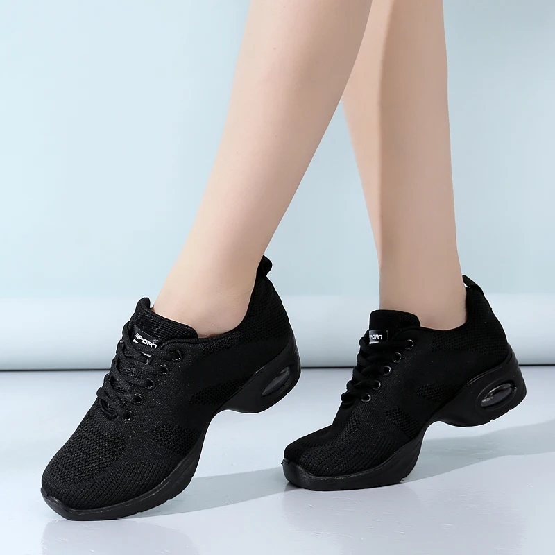 Women's Breathable Air Cushion Jazz Dance Shoes Lace Up Mesh Dance Sneakers ladies Athletic Walking Modern Dance Shoes