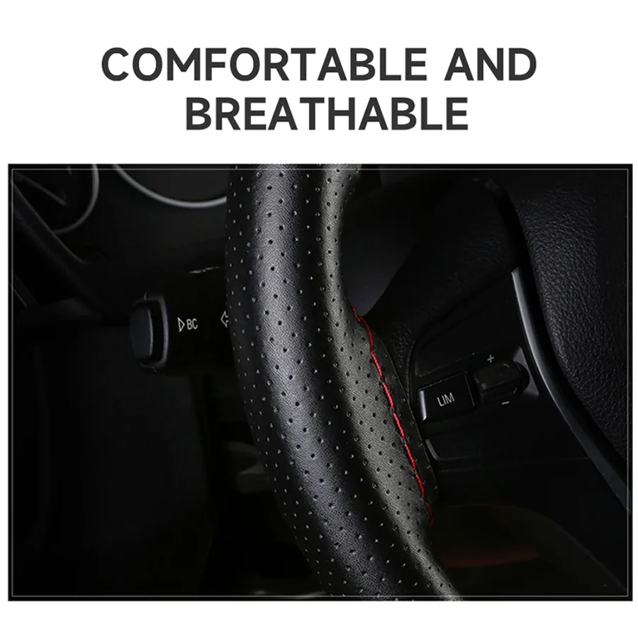 바늘이있는 정품 가죽 자동차 핸들 커버 스레드 DIY  - Car Steering Wheel Cover Anti Slip Breathable 리뷰 및 가격