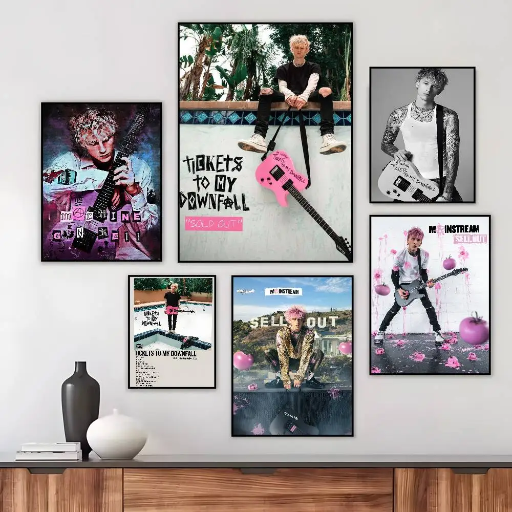 MGK Pop Singer M-Machine Gun Kelly Poster Art HD Canvas Advanced Aesthetic Printing Paper Wall Art for Living Room Home Decor