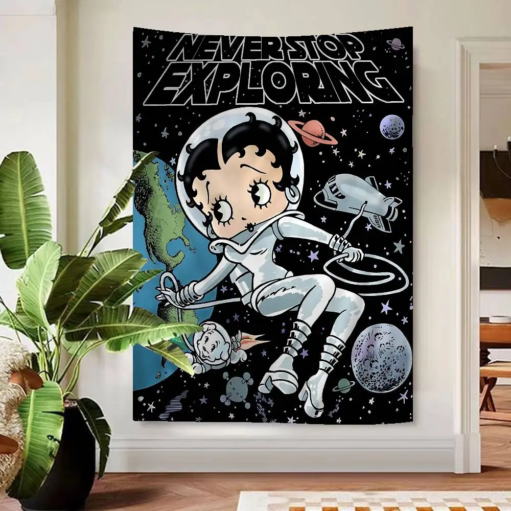 B-Betty-Cute B-Boop Anime Printed Large Wall Tapestry Wall Hanging Decoration Household Decor Blanket