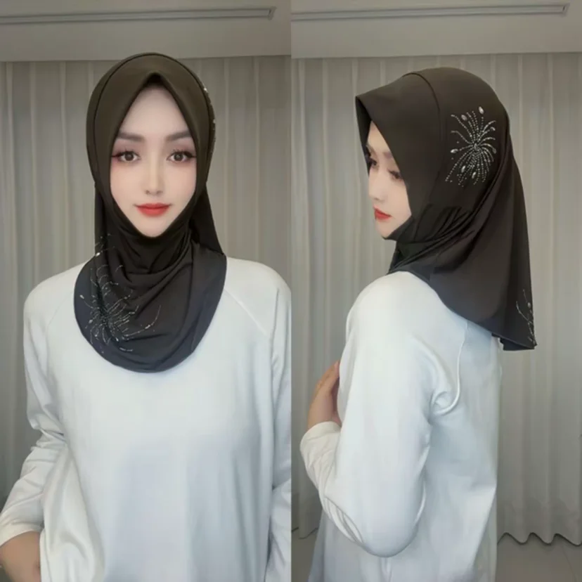 Moslim Islam Confectiekleding Hijaabs Glittery Shine Sjaals Modieuze hoofddoeken voor dames