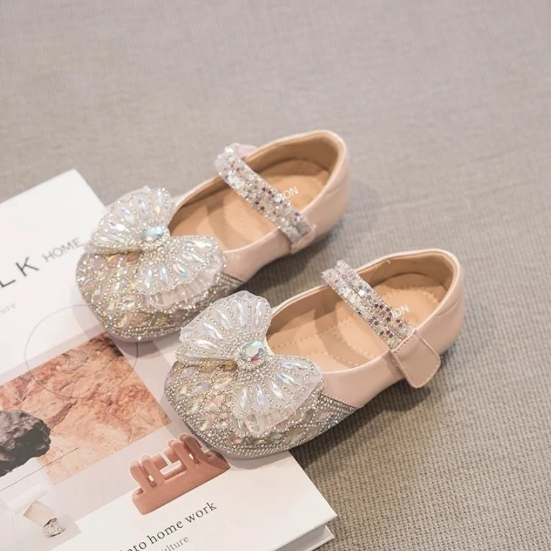 Baby Girls Princess Shoes Sequins Cute Kids Sandals Casual Comfortable Bow Catwalk Fashion Crystal Spring/Summer Student Elegant