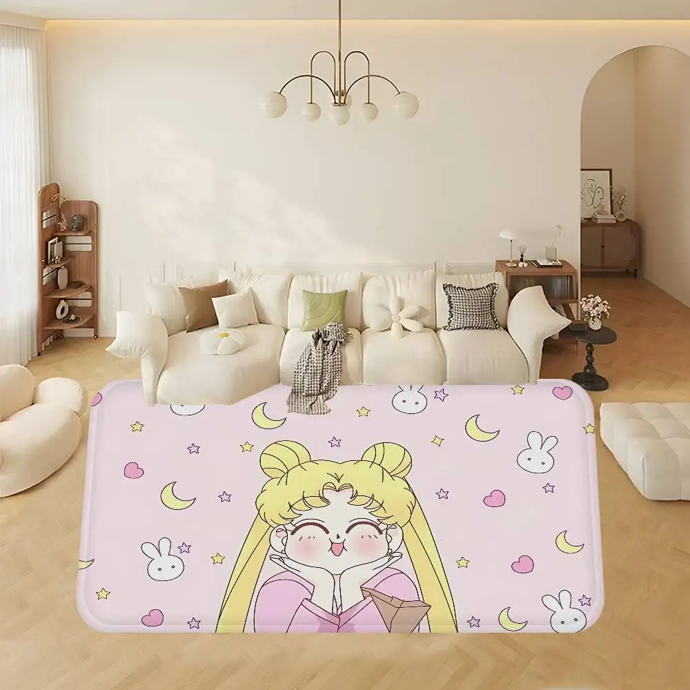 Cute S-Sailor M-MoonS Floor Carpet Kids Room Bedroom Decoration Balcony Anti-Slip Doormat Living Room Hotel Decor Mat