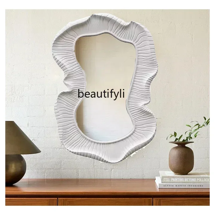 French wall-mounted bathroom mirror irregular, artistic side mirror special-shaped creativity, niche decorative mirror6239