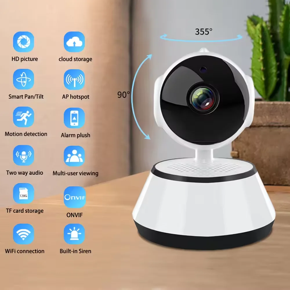 

X2 Pan Tilt Security Camera 1080P 30FPS 355°+90° Rotation AP Hotspot View Motion Detection Alerts 2-Way Audio Cloud/TF Storage