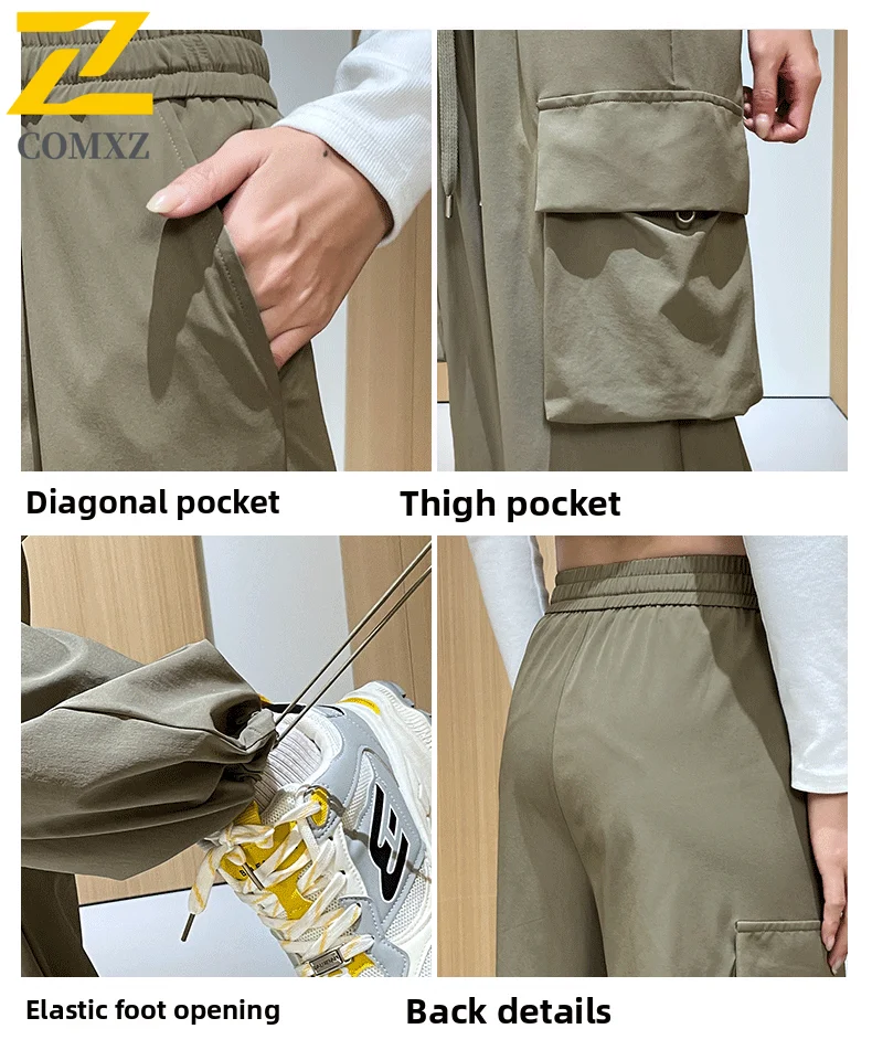 الرجال السراويل البضائع الانيقة الحرير الجليد الصيف سريعة الجافة مقاوم للماء يندبروف فضفاضة تناسب المشي لمسافات طويلة في الهواء الطلق الشارع الشهير بنطال رياضي