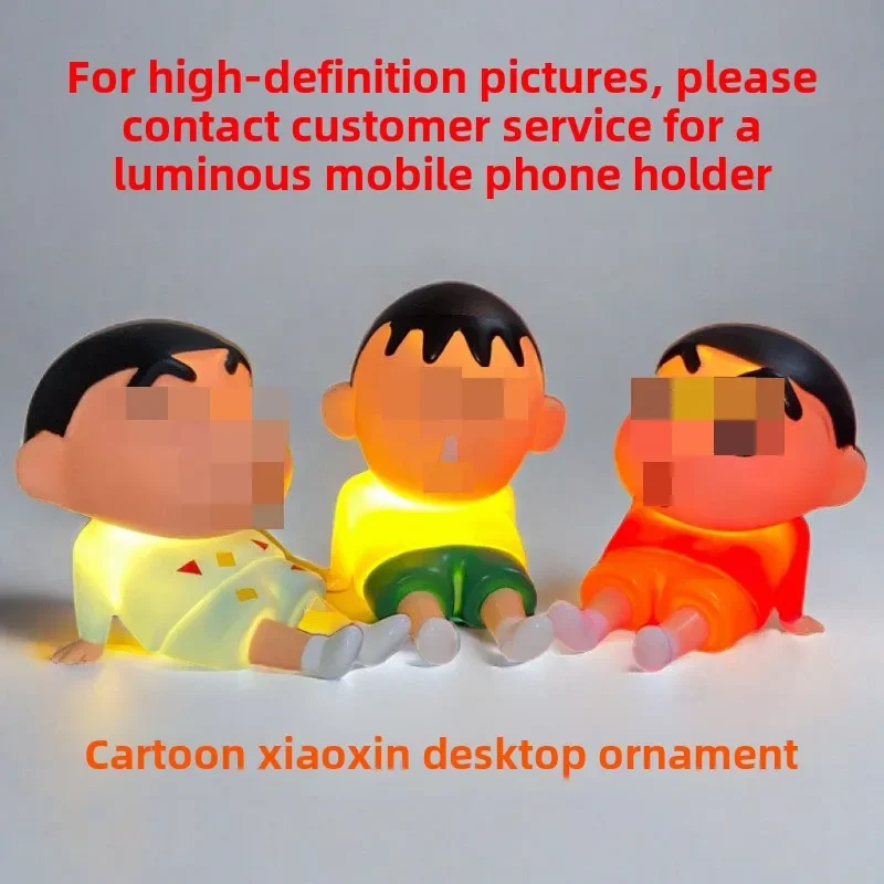 Lighting Cartoon Crayon Anime Xiaoxin Lazy Mobile Phone Holder Anime Figure Doll Model Desktop Ornament