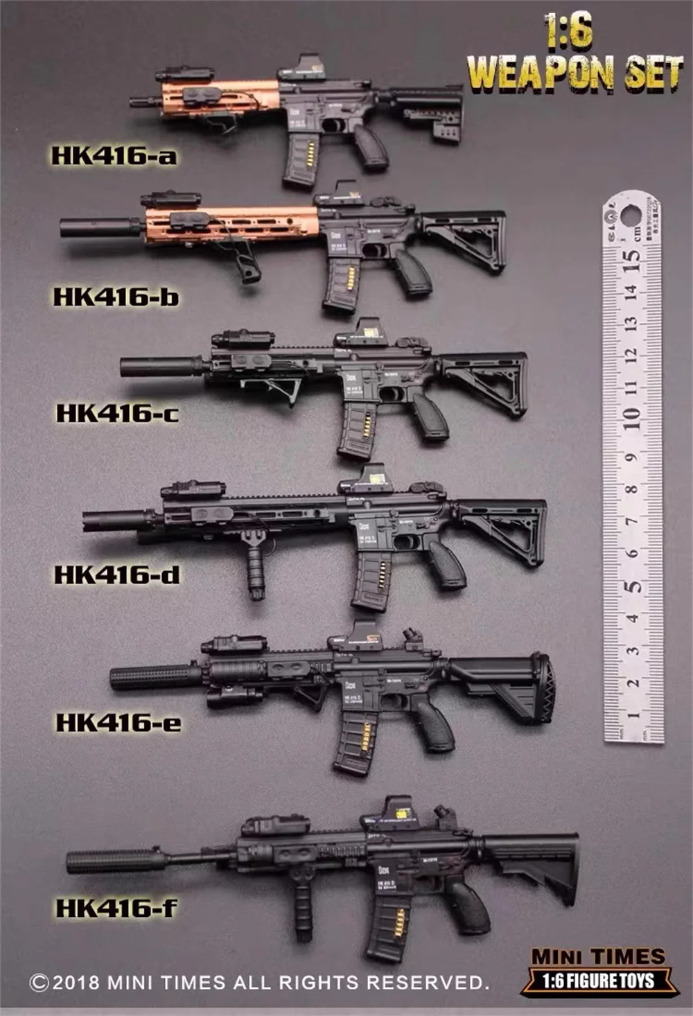 

1/6 MINITIMES Toys Model PVC Material Weapon HK416 with Slings Clip Not Real Stuff Can't be Fired For 12" Scene Component DIY1