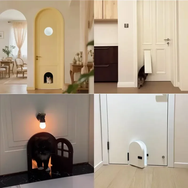 Wholesale Pet Friendly Solid Wood Cat Entry Door with Sound Insulation for Bedroom Apartment Villa Interior Decoration