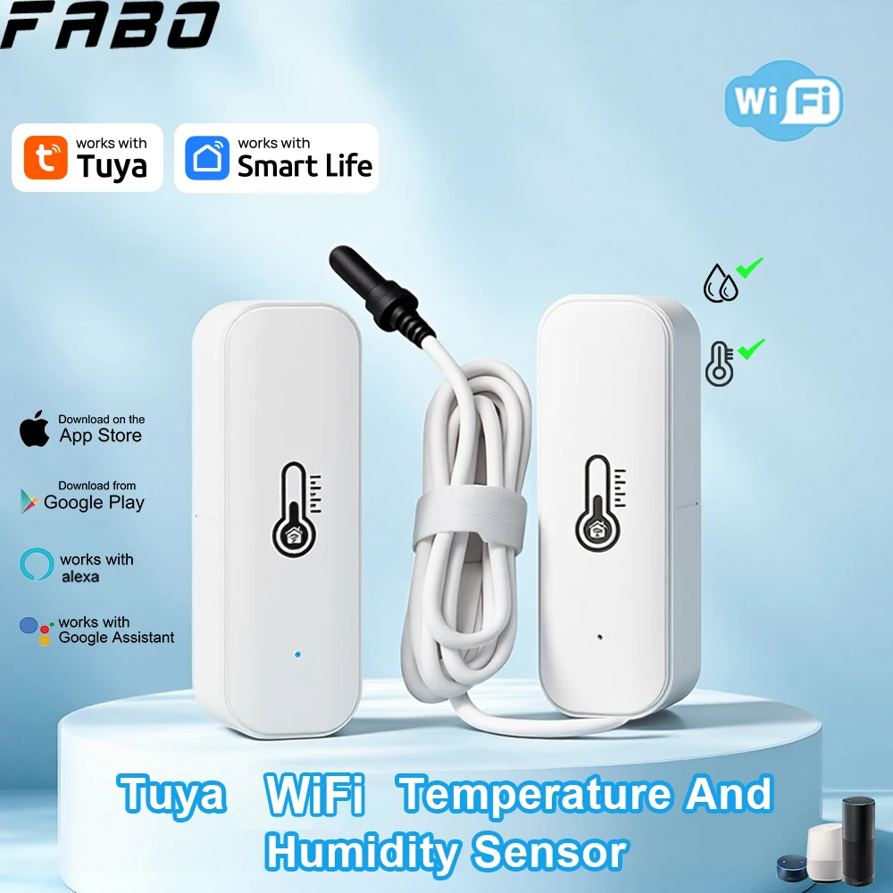 Tuya WiFi Indoor/Outdoor Environment Monitoring Device APP Remote Room Temperature Humidity sensor for Alexa Google Home Voice