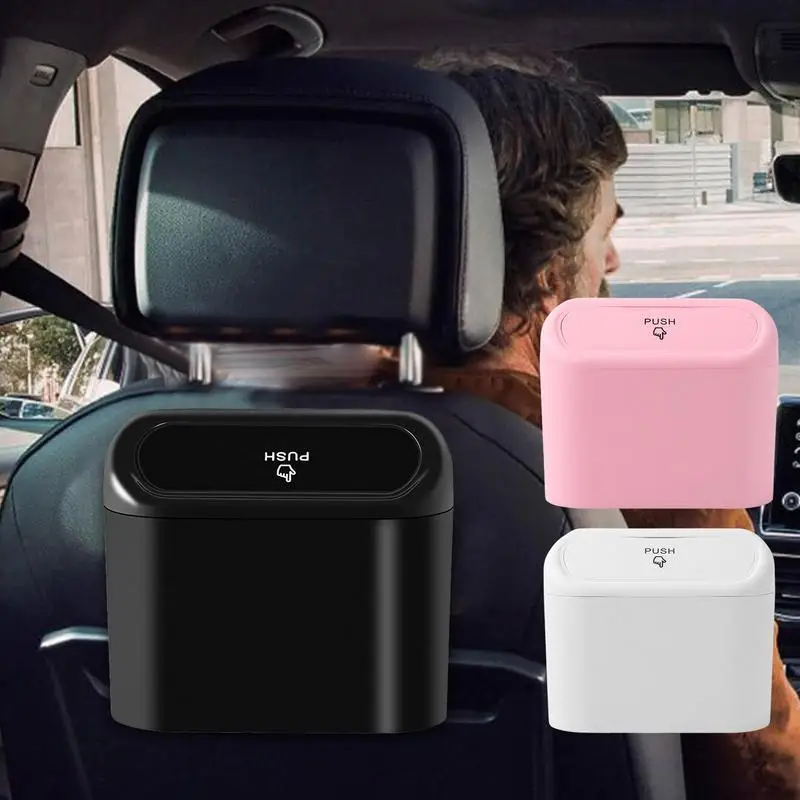 

Car Garbage Can Auto Leak-Proof Dustbin ABS Square Pressing Trash Bin Waterproof Vehicle Garbage Dust Case Storage Bin