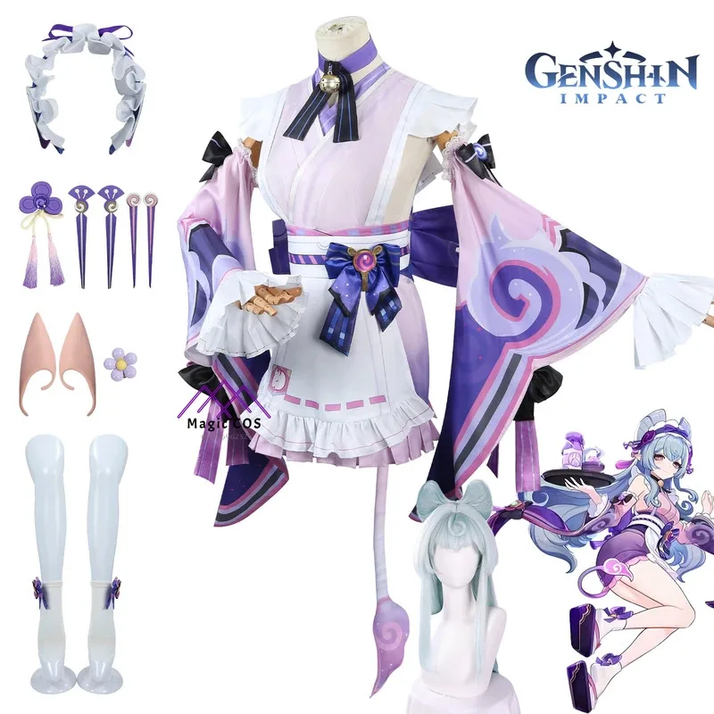 

Game Genshin Impact Yumemizuki Mizuki Cosplay Costume Lolita Cute Dress for Women Anime Clothes Wig Halloween Costumes for Women